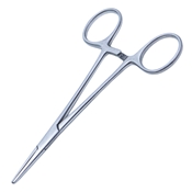 Halstead Straight Hemostatic Mosquito Forceps Ring Handle With Dull Finish Ratchet Lock Straight 22mm Serrated Jaws Overall Length Of 5" (127mm) 